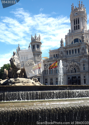 Image of city hall  Palace Cybele Palacio de Cibelas  statue and fountain