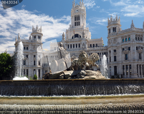 Image of city hall  Palace Cybele Palacio de Cibelas  statue and fountain