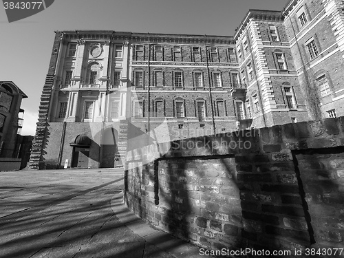 Image of Rivoli Castle in Rivoli in black_and_white