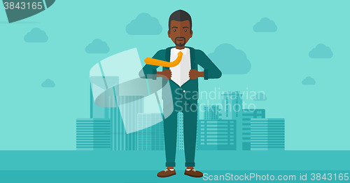 Image of Businessman taking off jacket.