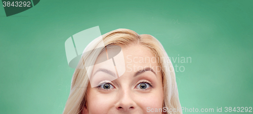 Image of happy young woman or teenage girl face