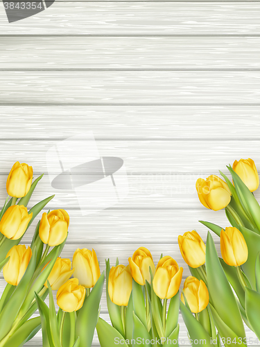 Image of Yellow tulips with copy space. EPS 10