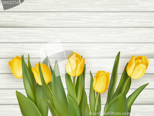 Image of Yellow tulips with copy space. EPS 10