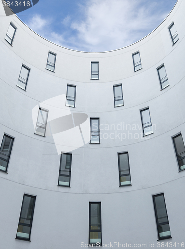Image of Modern office building design concrete wall and windows