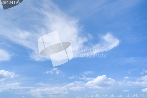 Image of Cirrus and Cumulus clouds in blue summer sky