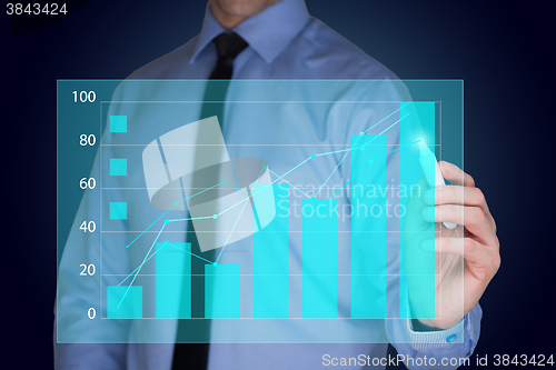 Image of businessman drawing  graph, business strategy as concept