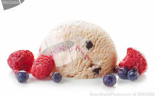 Image of ice cream ball with frozen berries