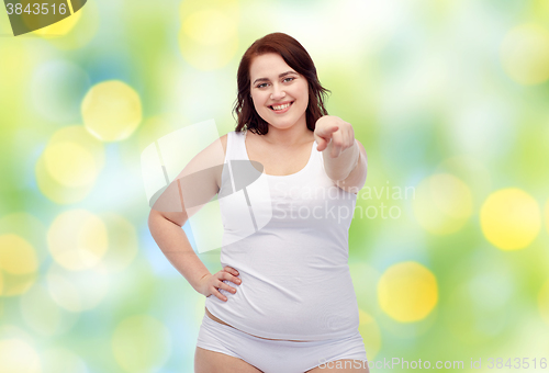 Image of plus size woman in underwear showing