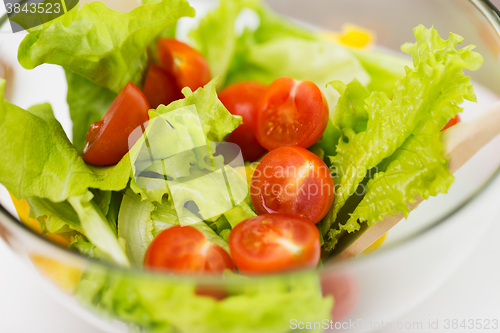 Image of close up of vegetable salad with cherry tomato