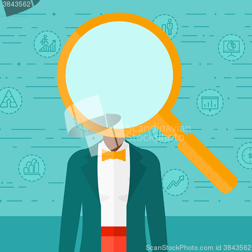 Image of Woman with magnifier instead of head.