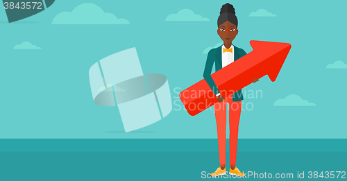 Image of Successful business woman with arrow up.