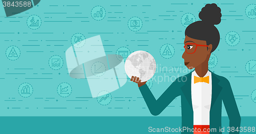 Image of Woman holding globe.