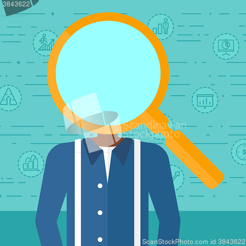 Image of Man with magnifier instead of head.