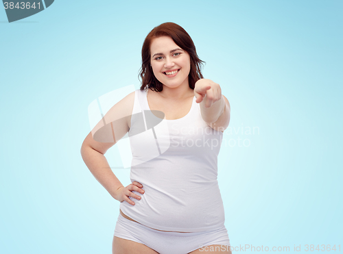 Image of plus size woman in underwear showing