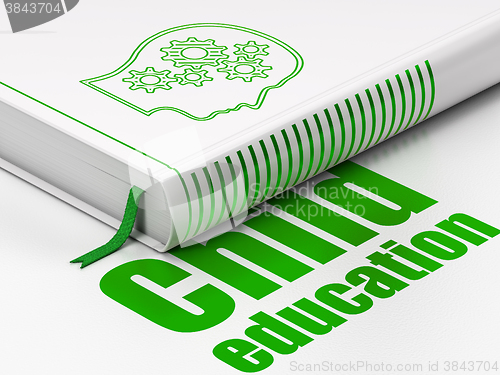 Image of Learning concept: book Head With Gears, Child Education on white background
