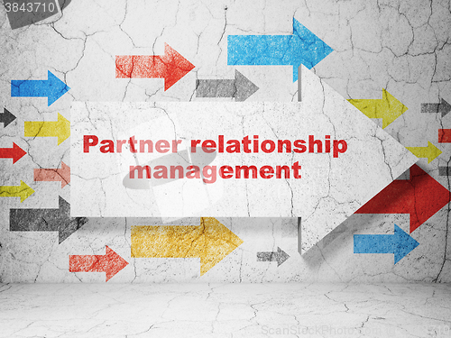 Image of Finance concept: arrow with Partner Relationship Management on grunge wall background
