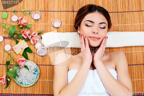 Image of Beautiful young woman at a spa salon