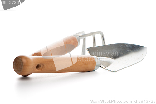 Image of Small gardening shovel and fork