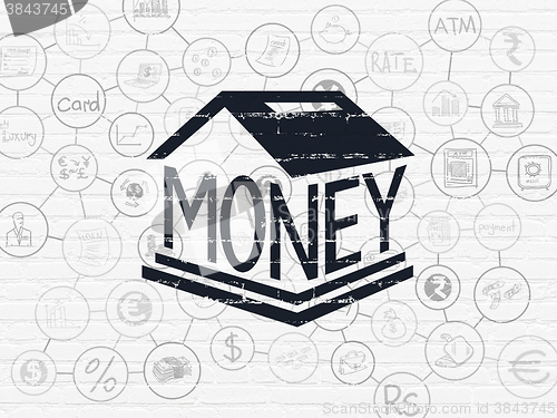 Image of Money concept: Money Box on wall background