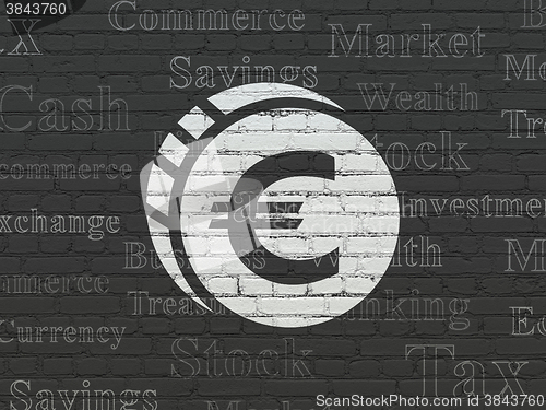 Image of Money concept: Euro Coin on wall background