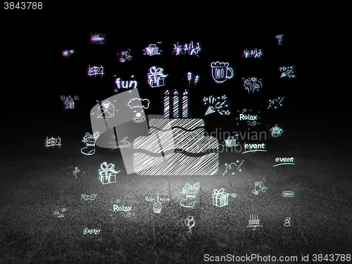 Image of Holiday concept: Cake in grunge dark room