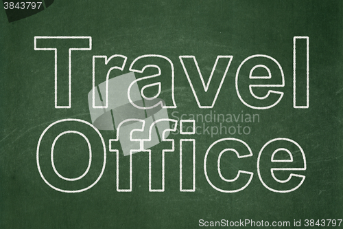 Image of Tourism concept: Travel Office on chalkboard background