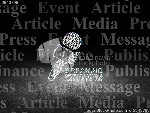 Image of News concept: Breaking News And Microphone in grunge dark room