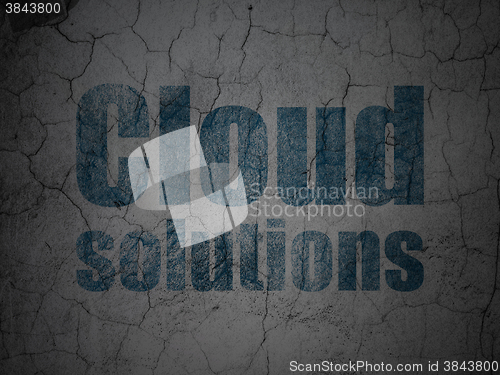 Image of Cloud computing concept: Cloud Solutions on grunge wall background