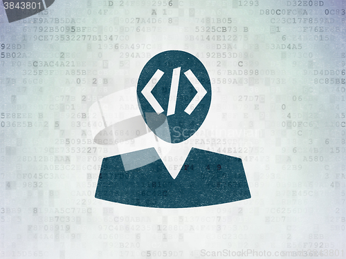 Image of Database concept: Programmer on Digital Paper background
