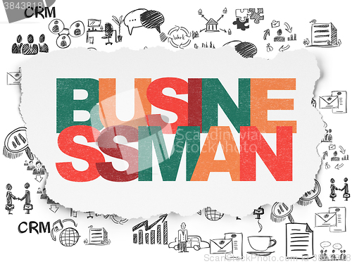 Image of Finance concept: Businessman on Torn Paper background