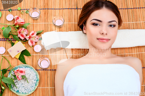 Image of Beautiful young woman at a spa salon