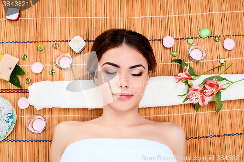 Image of Beautiful young woman at a spa salon