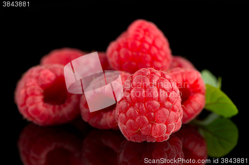 Image of Raspberries with leaves