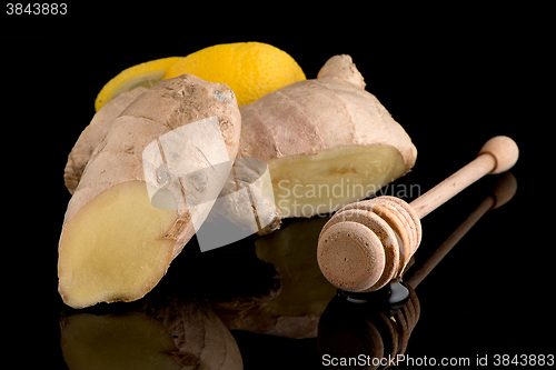 Image of Ginger root on black