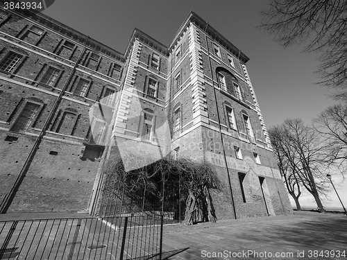 Image of Rivoli Castle in Rivoli in black_and_white