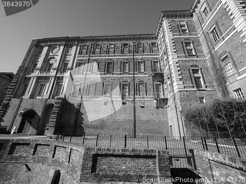 Image of Rivoli Castle in Rivoli in black_and_white