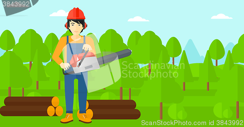 Image of Lumberjack with chainsaw.