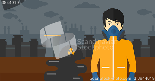 Image of Man in protective chemical suit.