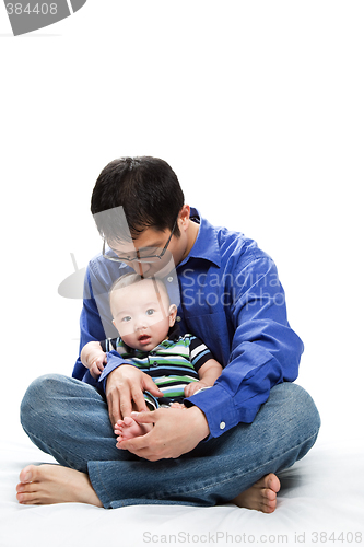 Image of Asian father and son