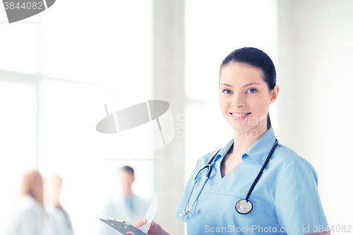 Image of female doctor or nurse in hospital