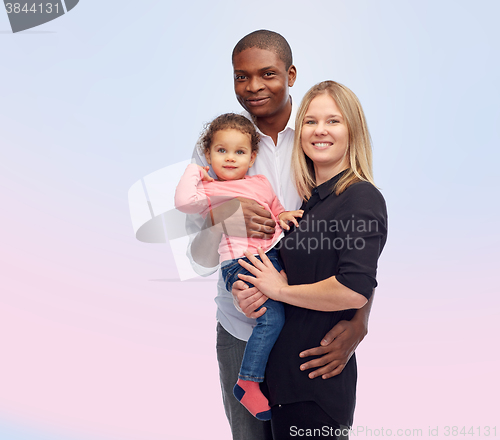 Image of happy multiracial family with little child