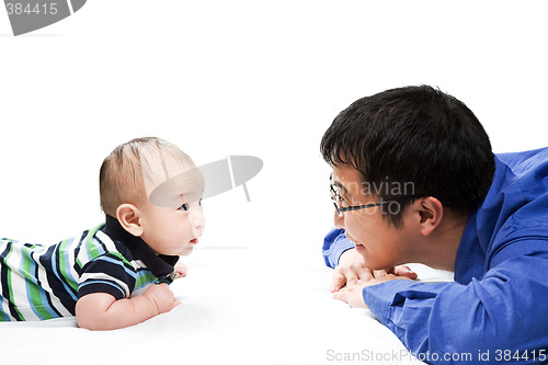 Image of Asian father and son