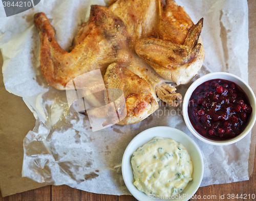 Image of chicken tobacco with sauces