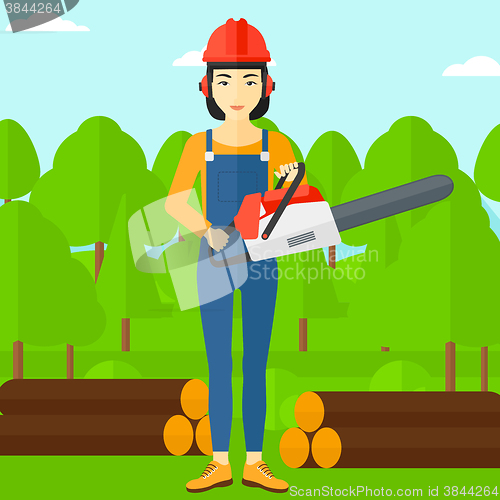 Image of Lumberjack with chainsaw.