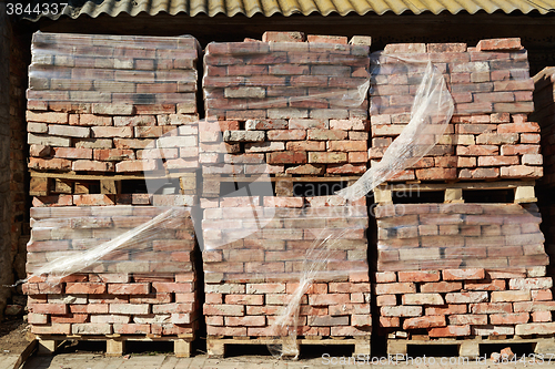 Image of bricks at the construction site 