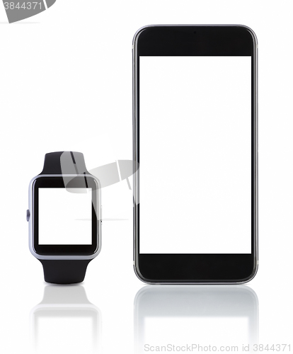 Image of Smart watch sport with SmatPhone on white