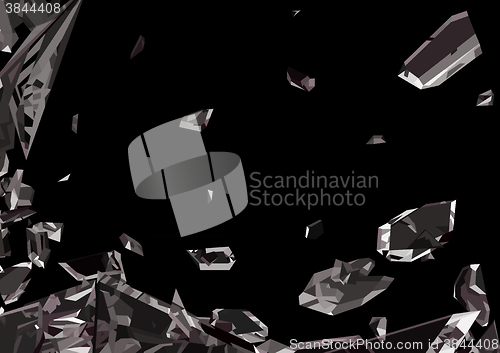 Image of Sharp pieces of smashed glass isolated 