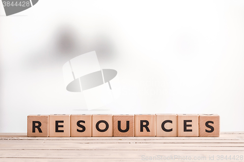 Image of Resources sign on a wooden table