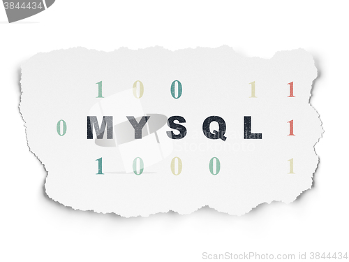 Image of Software concept: MySQL on Torn Paper background