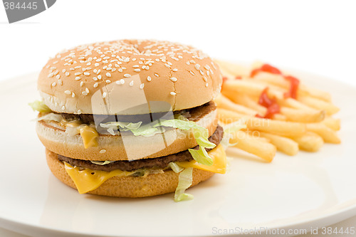 Image of cheeseburger and french fries